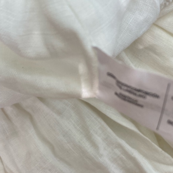 One Shoulder Linen Maxi Cut out Full Sleeve Tiered Eggshell White Size Medium - Picture 10 of 14